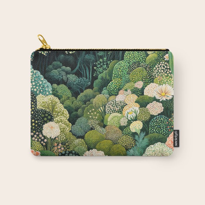 Maximalist Art Botanical Poster Flower Print Polkadot Pattern Floral Art Forest Wall Art Pastel Art Carry All Pouch Gallery Image 1
