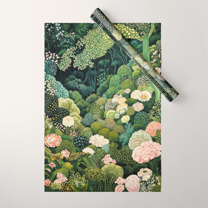 Maximalist Art Botanical Poster Flower Print Polkadot Pattern Floral Art Forest Wall Art Pastel Art Wrapping Paper Gallery Image 1