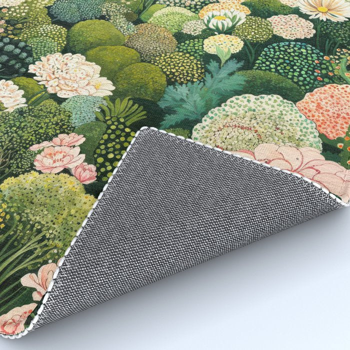 Maximalist Art Botanical Poster Flower Print Polkadot Pattern Floral Art Forest Wall Art Pastel Art Rug Gallery Image 4