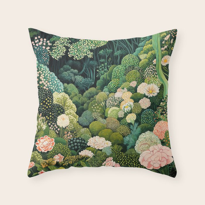 Maximalist Art Botanical Poster Flower Print Polkadot Pattern Floral Art Forest Wall Art Pastel Art Throw Pillow Gallery Image 6