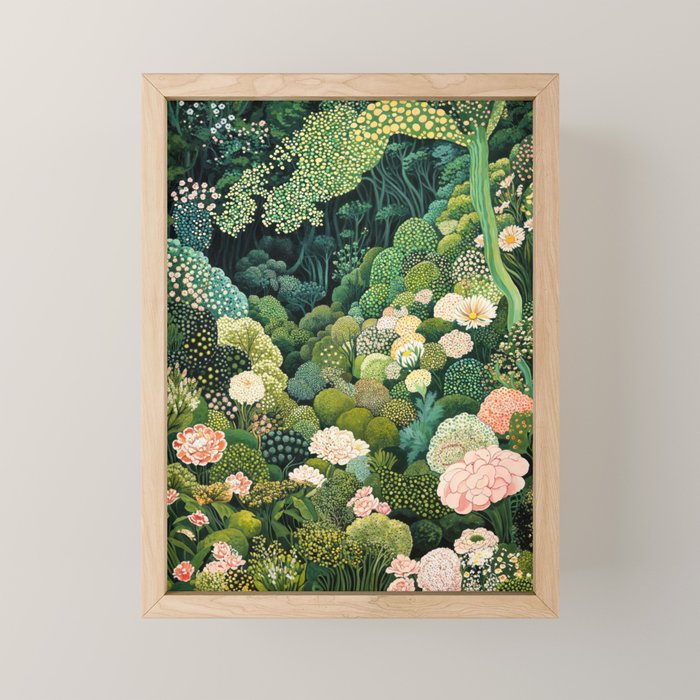 Maximalist Art Botanical Poster Flower Print Polkadot Pattern Floral Art Forest Wall Art Pastel Art Mini Art Print Gallery Image 1
