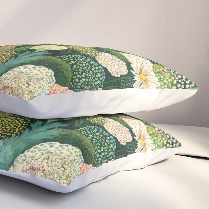 Maximalist Art Botanical Poster Flower Print Polkadot Pattern Floral Art Forest Wall Art Pastel Art Pillow Sham Gallery Image 3
