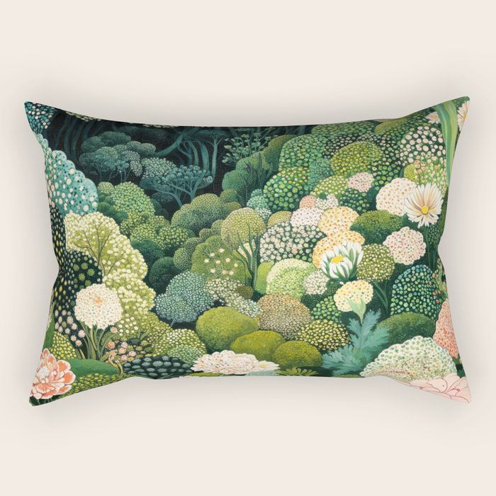 Maximalist Art Botanical Poster Flower Print Polkadot Pattern Floral Art Forest Wall Art Pastel Art Rectangular Pillow Gallery Image 2