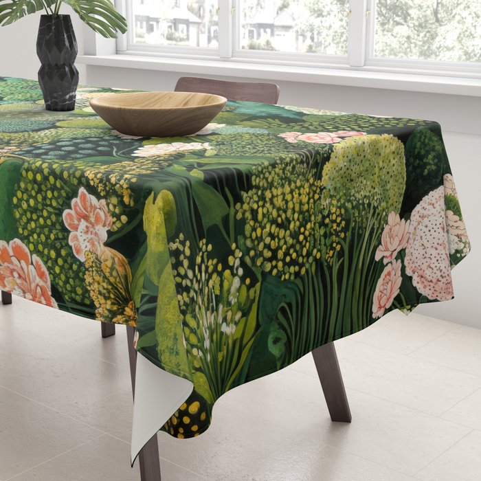 Maximalist Art Botanical Poster Flower Print Polkadot Pattern Floral Art Forest Wall Art Pastel Art Tablecloth Gallery Image 3