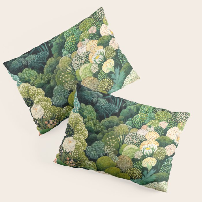 Maximalist Art Botanical Poster Flower Print Polkadot Pattern Floral Art Forest Wall Art Pastel Art Pillow Sham Gallery Image 1