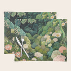 Maximalist Art Botanical Poster Flower Print Polkadot Pattern Floral Art Forest Wall Art Pastel Art Placemat Gallery Image 1