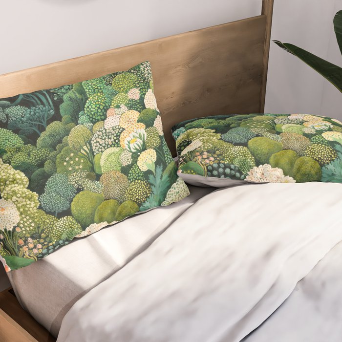 Maximalist Art Botanical Poster Flower Print Polkadot Pattern Floral Art Forest Wall Art Pastel Art Pillow Sham Gallery Image 2