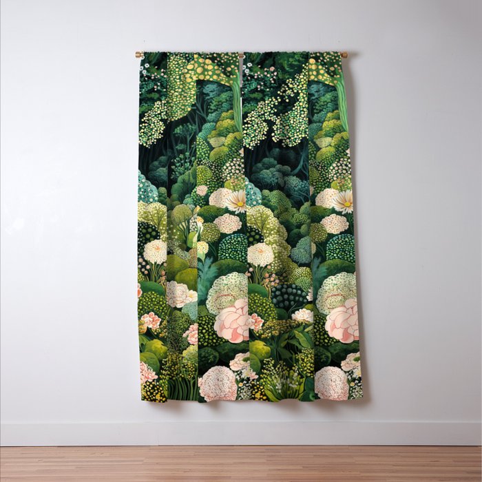 Maximalist Art Botanical Poster Flower Print Polkadot Pattern Floral Art Forest Wall Art Pastel Art Window Curtain Gallery Image 3
