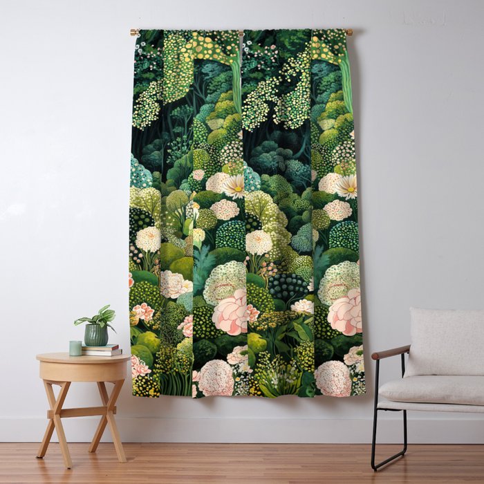Maximalist Art Botanical Poster Flower Print Polkadot Pattern Floral Art Forest Wall Art Pastel Art Window Curtain Gallery Image 5