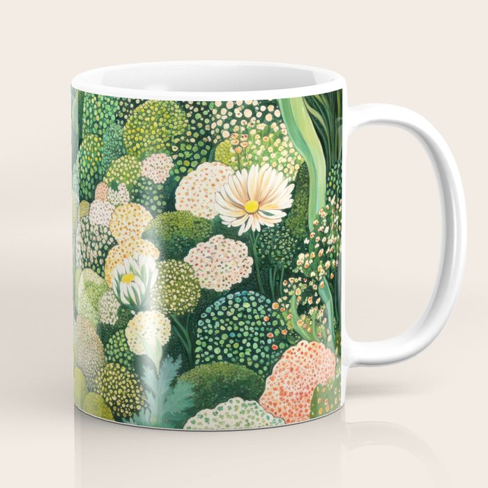 Maximalist Art Botanical Poster Flower Print Polkadot Pattern Floral Art Forest Wall Art Pastel Art Coffee Mug Gallery Image 1
