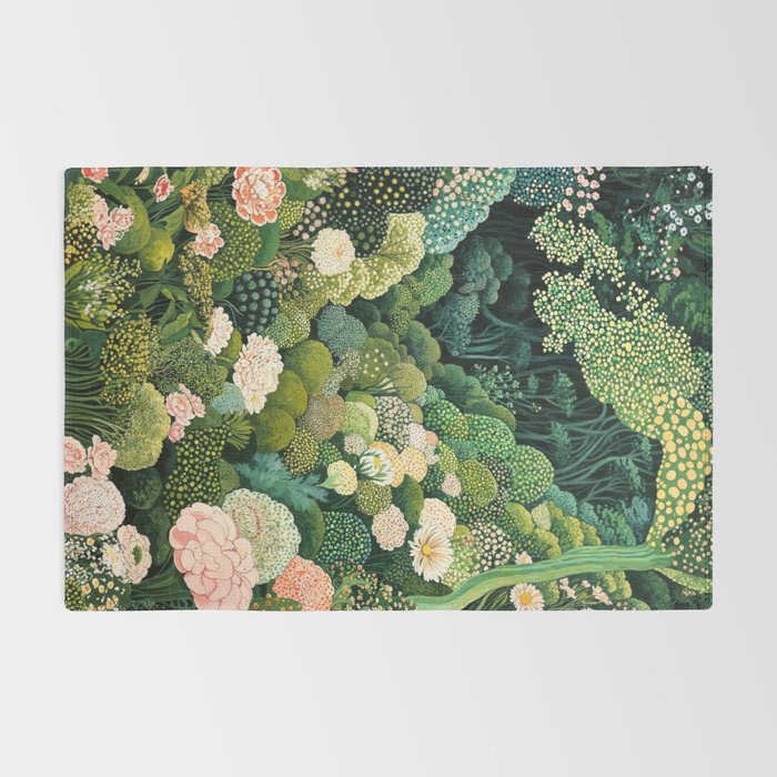 Maximalist Art Botanical Poster Flower Print Polkadot Pattern Floral Art Forest Wall Art Pastel Art Rug Gallery Image 2