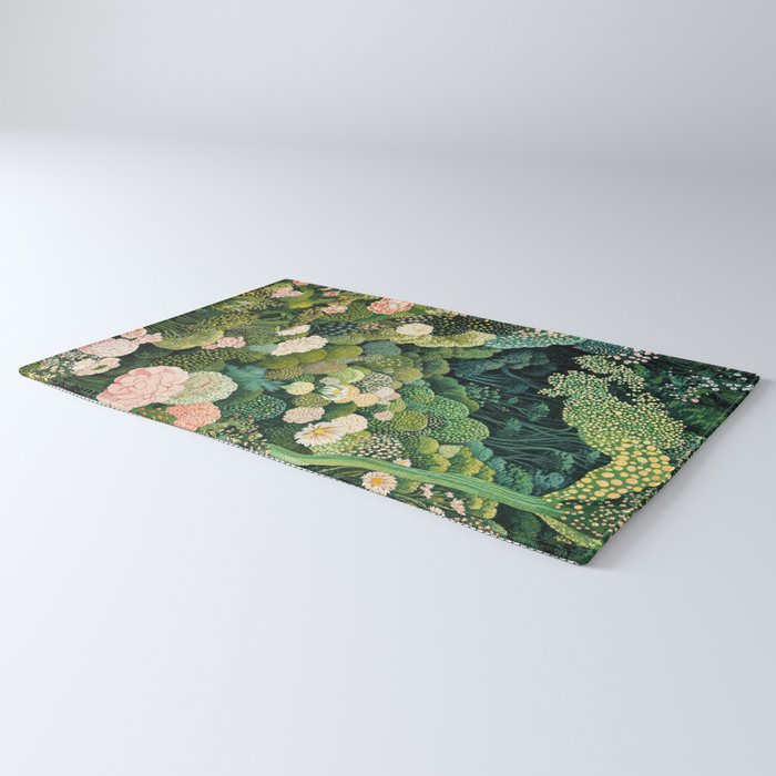Maximalist Art Botanical Poster Flower Print Polkadot Pattern Floral Art Forest Wall Art Pastel Art Rug Gallery Image 3