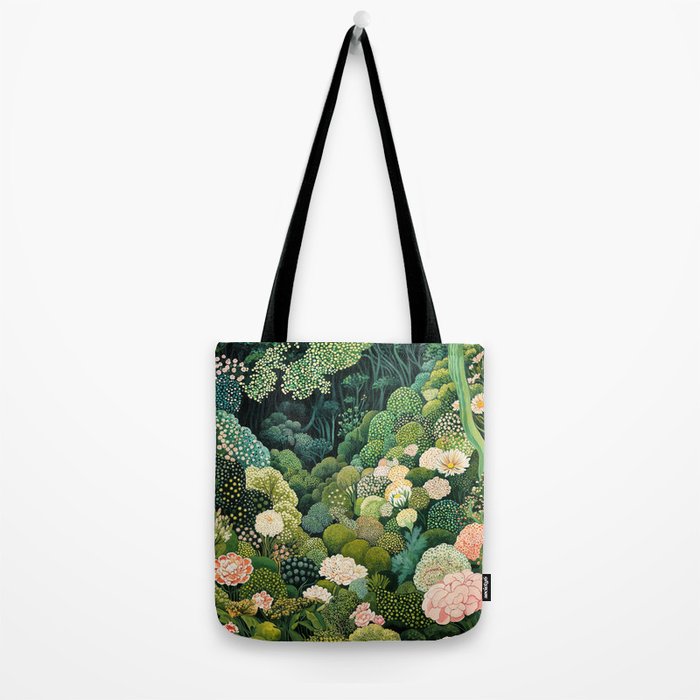 Maximalist Art Botanical Poster Flower Print Polkadot Pattern Floral Art Forest Wall Art Pastel Art Tote Bag Gallery Image 2