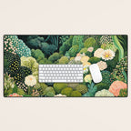 Maximalist Art Botanical Poster Flower Print Polkadot Pattern Floral Art Forest Wall Art Pastel Art Desk Mat Gallery Image 1