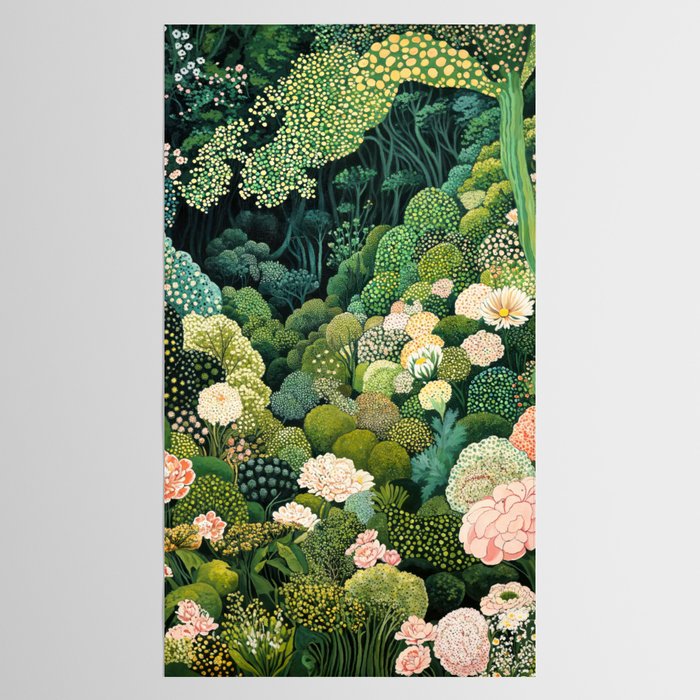 Maximalist Art Botanical Poster Flower Print Polkadot Pattern Floral Art Forest Wall Art Pastel Art Tablecloth Gallery Image 2