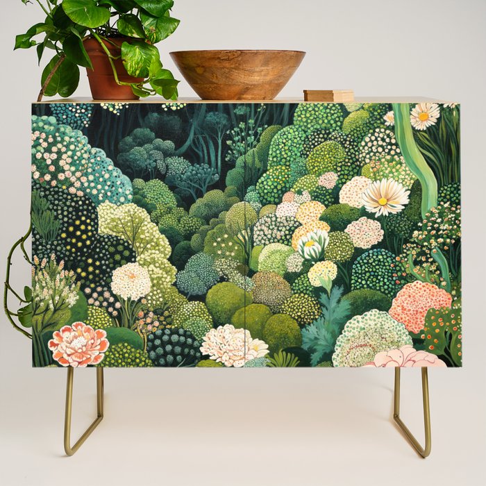 Maximalist Art Botanical Poster Flower Print Polkadot Pattern Floral Art Forest Wall Art Pastel Art Credenza Gallery Image 1