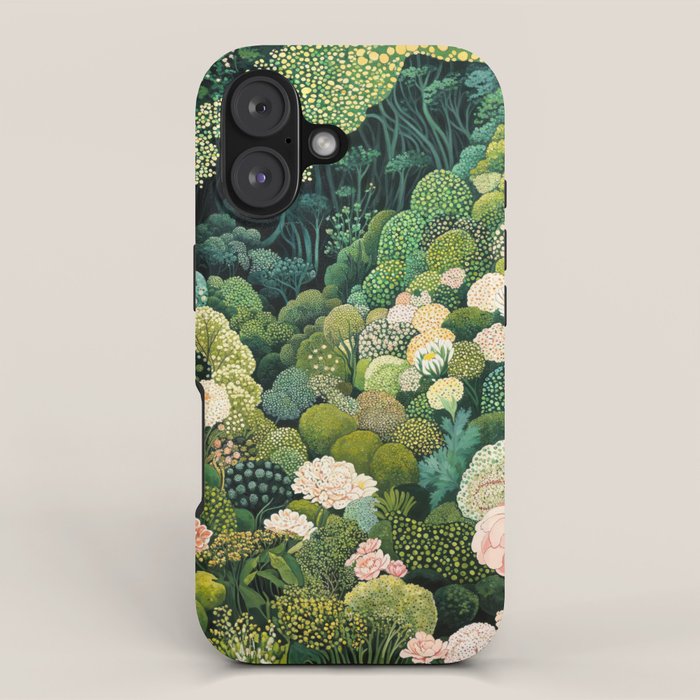 Maximalist Art Botanical Poster Flower Print Polkadot Pattern Floral Art Forest Wall Art Pastel Art iPhone Case Gallery Image 1