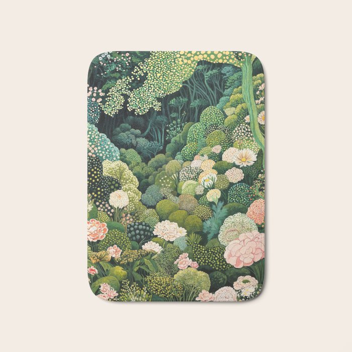 Maximalist Art Botanical Poster Flower Print Polkadot Pattern Floral Art Forest Wall Art Pastel Art Bath Mat Gallery Image 1