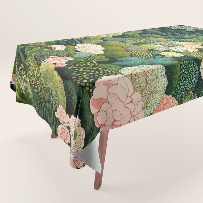 Maximalist Art Botanical Poster Flower Print Polkadot Pattern Floral Art Forest Wall Art Pastel Art Tablecloth Gallery Image 1