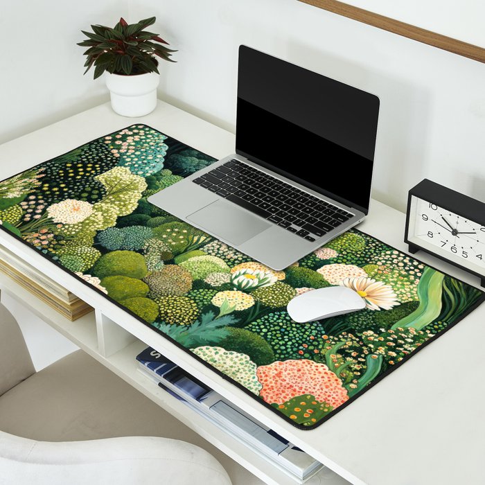 Maximalist Art Botanical Poster Flower Print Polkadot Pattern Floral Art Forest Wall Art Pastel Art Desk Mat Gallery Image 2