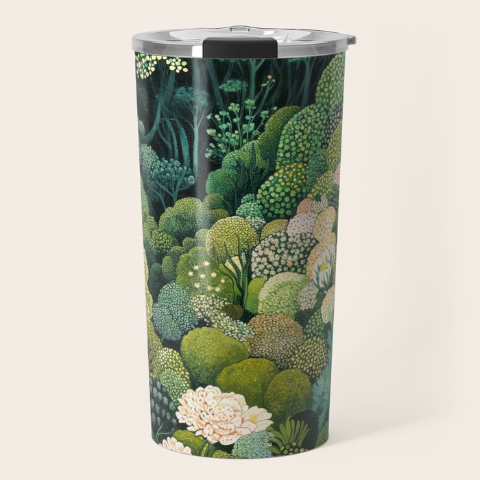 Maximalist Art Botanical Poster Flower Print Polkadot Pattern Floral Art Forest Wall Art Pastel Art Travel Mug Gallery Image 1