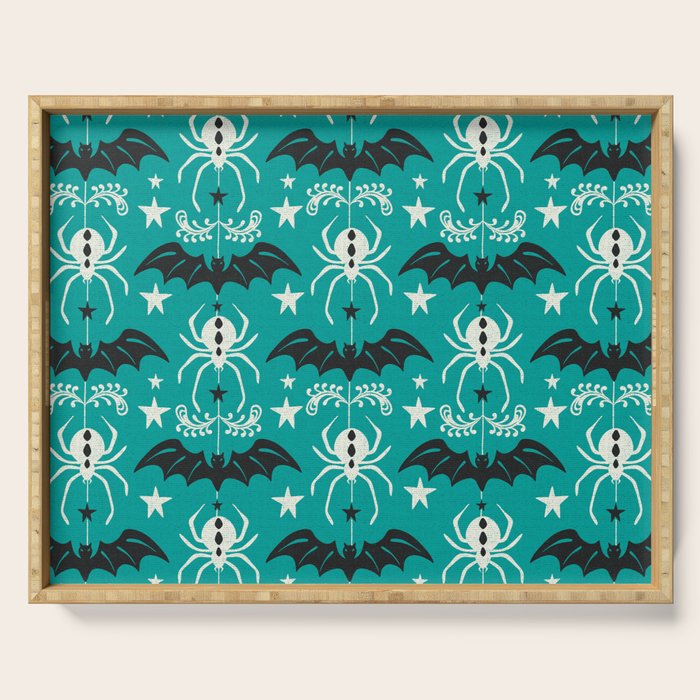 Night Creatures - Teal Serving Tray Gallery Image 1