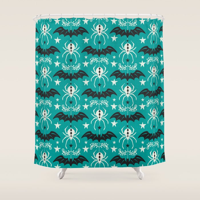 Night Creatures - Teal Shower Curtain Gallery Image 1