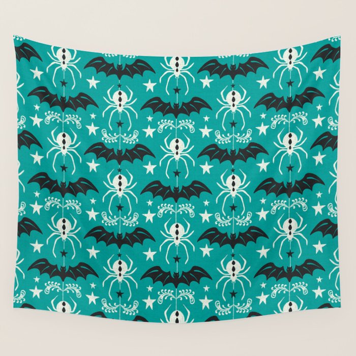 Night Creatures - Teal Wall Tapestry Gallery Image 4