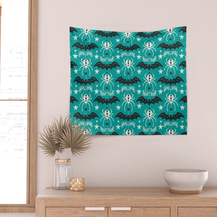 Night Creatures - Teal Wall Tapestry Gallery Image 2