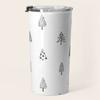 Black and white pine tree doodle art pattern Travel Mug Gallery Image 3