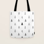Black and white pine tree doodle art pattern Tote Bag Gallery Image 1