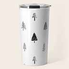 Black and white pine tree doodle art pattern Travel Mug Gallery Image 1