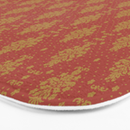 Red and Gold Damask Pattern Ornate Floral Medallions for Luxe Maximalist Bath Mat Gallery Image 3
