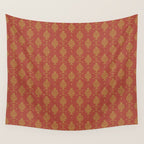 Red and Gold Damask Pattern Ornate Floral Medallions for Luxe Maximalist Wall Tapestry Gallery Image 4