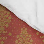 Red and Gold Damask Pattern Ornate Floral Medallions for Luxe Maximalist Comforter Gallery Image 4