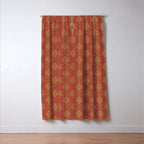 Red and Gold Damask Pattern Ornate Floral Medallions for Luxe Maximalist Window Curtain Gallery Image 3