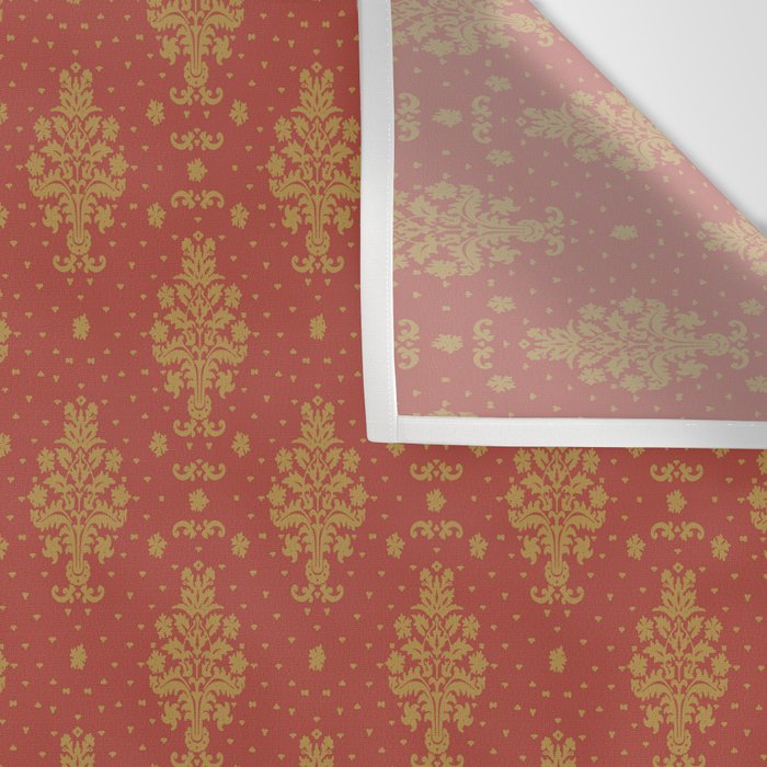Red and Gold Damask Pattern Ornate Floral Medallions for Luxe Maximalist Wall Tapestry Gallery Image 3