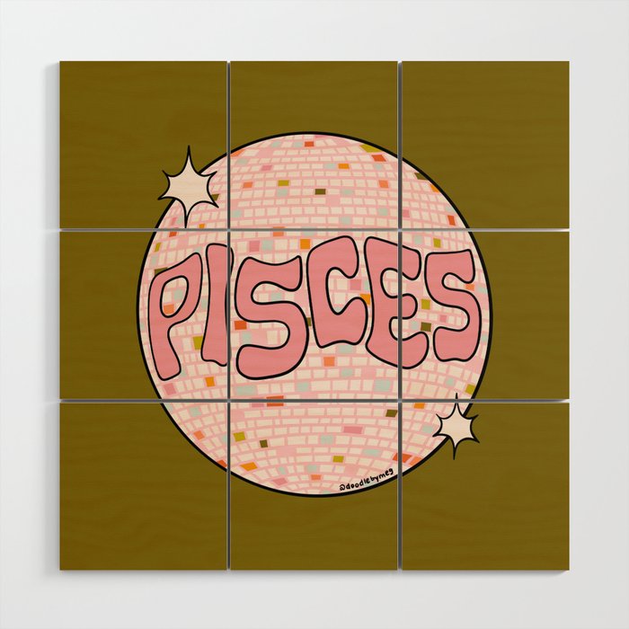 Pisces Disco Ball Wood Wall Art Gallery Image 1