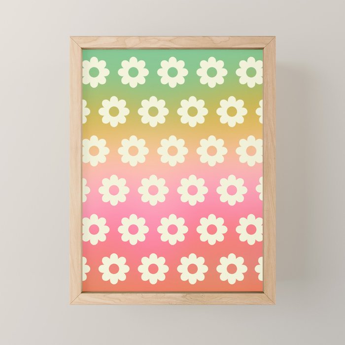 Ombre Rainbow Daisy Pattern Mini Art Print Gallery Image 1