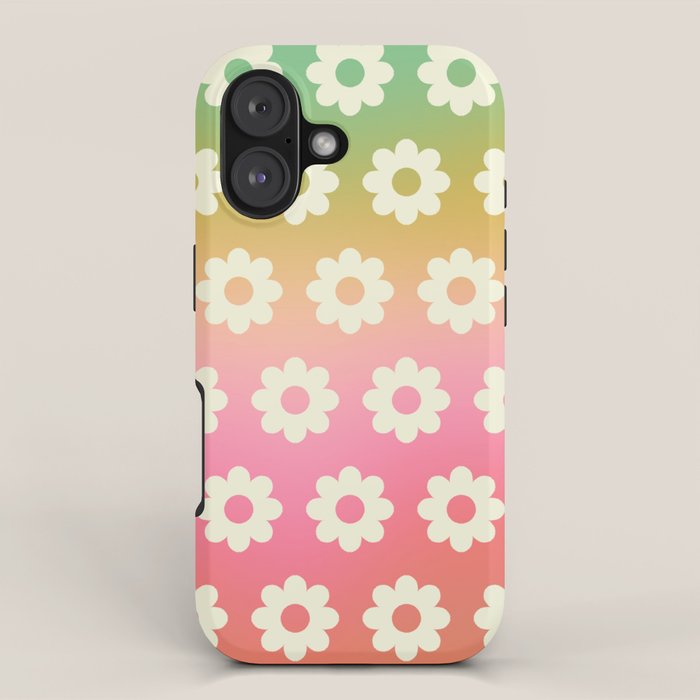 Ombre Rainbow Daisy Pattern iPhone Case Gallery Image 1