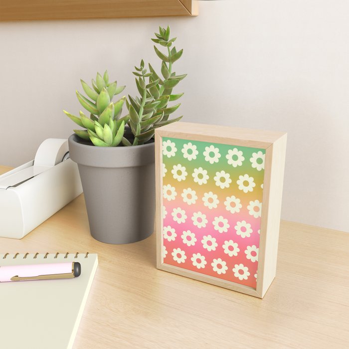 Ombre Rainbow Daisy Pattern Mini Art Print Gallery Image 2