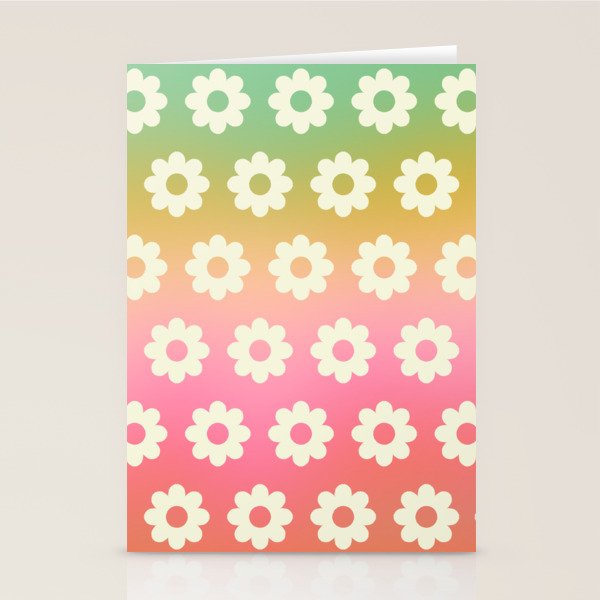 Ombre Rainbow Daisy Pattern Stationery Card Gallery Image 1