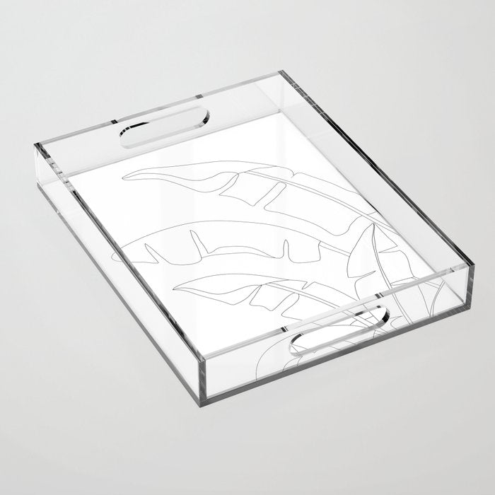Minimal Line Art Banana Leaves Acrylic Tray Gallery Image 1