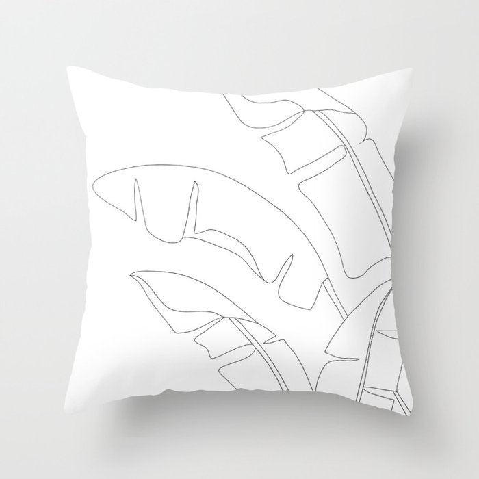 Minimal Line Art Banana Leaves Throw Pillow Gallery Image 6