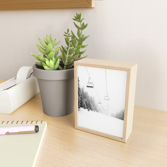 Chairlift Over Ski Slopes Mini Art Print Gallery Image 2