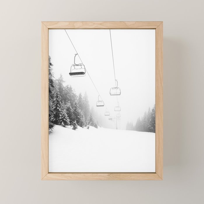 Chairlift Over Ski Slopes Mini Art Print Gallery Image 1