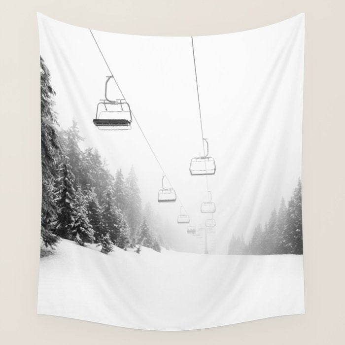 Chairlift Over Ski Slopes Wall Tapestry Gallery Image 4