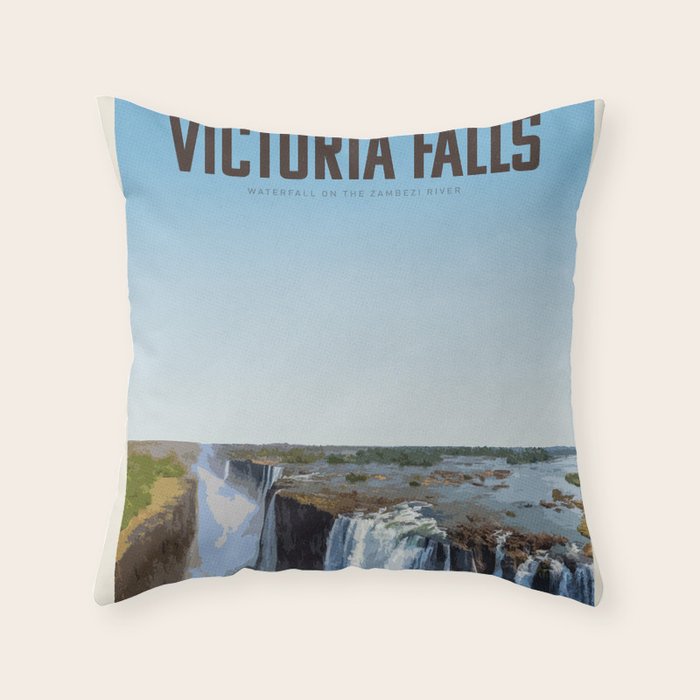 Visit Victoria Falls Throw Pillow Gallery Image 1