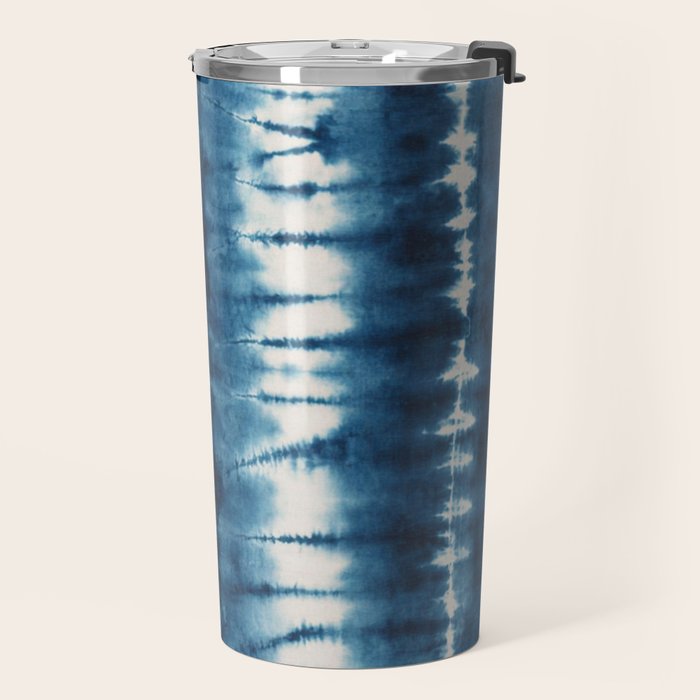 Shibori Indigo Abstract Pattern Japanese Travel Mug Gallery Image 2