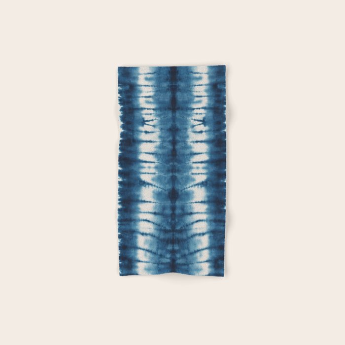 Shibori Indigo Abstract Pattern Japanese Bath Towel Gallery Image 1